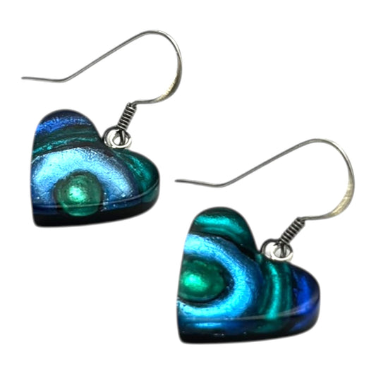 Crystal Heart Swirl Shiny Fish Hook Earrings | The Jewellery Stop