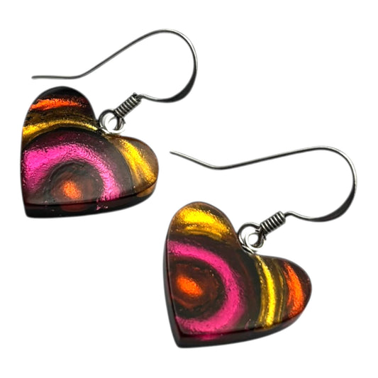 Tropical Heart Swirl Shiny Fish Hook Earrings | The Jewellery Stop