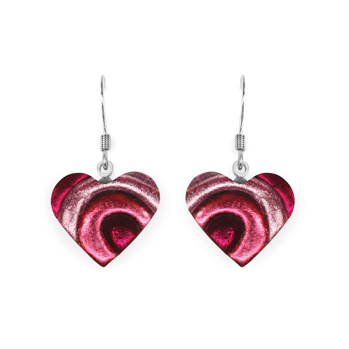 Flamingo Heart Swirl Shiny Fish Hook Earrings | The Jewellery Stop