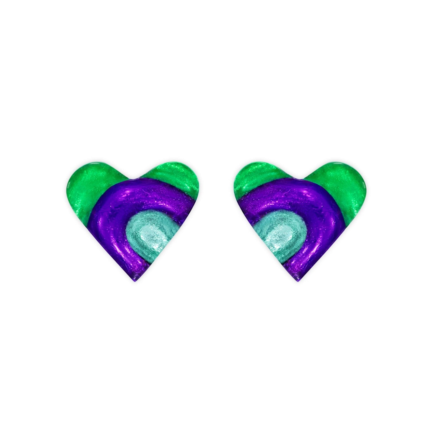 Aurora Heart Swirl Shiny Stud Earrings | The Jewellery Stop