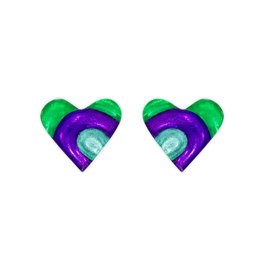 Aurora Heart Swirl Shiny Stud Earrings | The Jewellery Stop