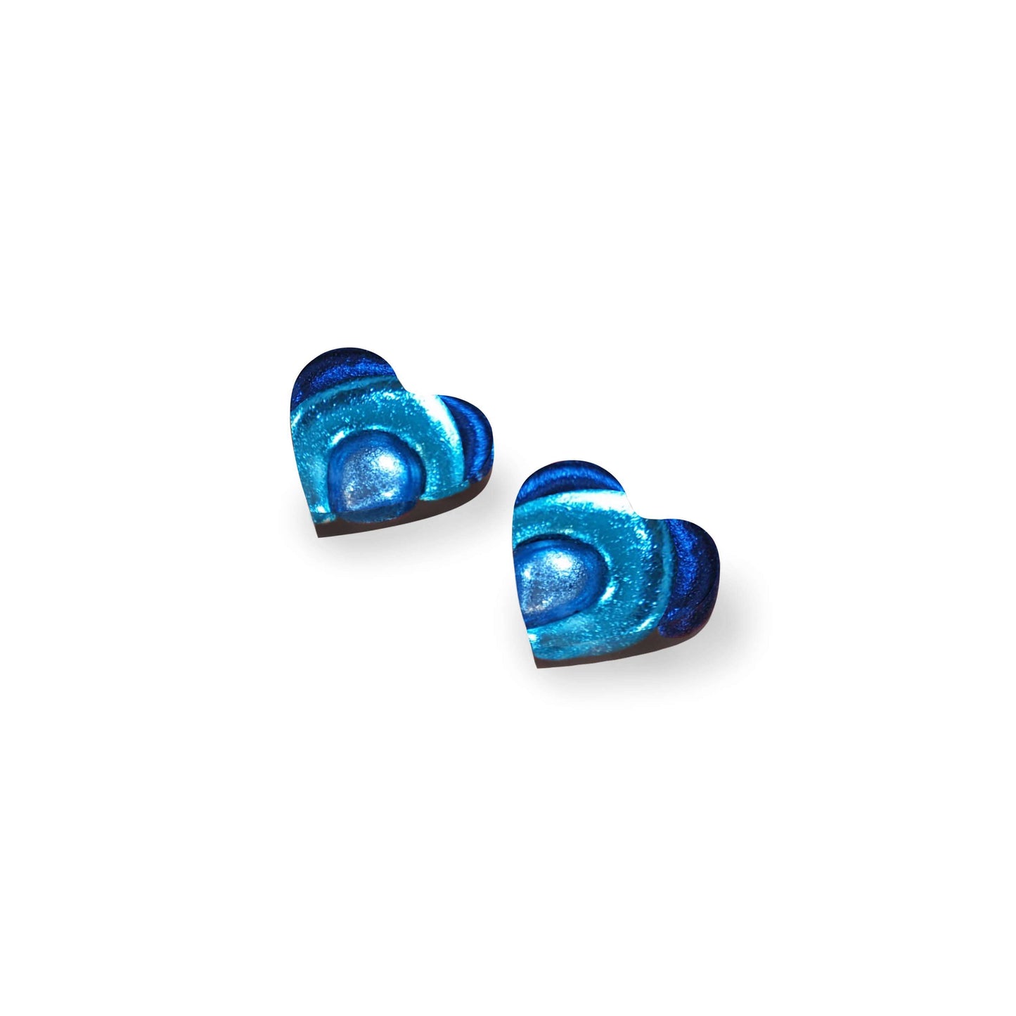 Ocean Heart Swirl Shiny Stud Earrings