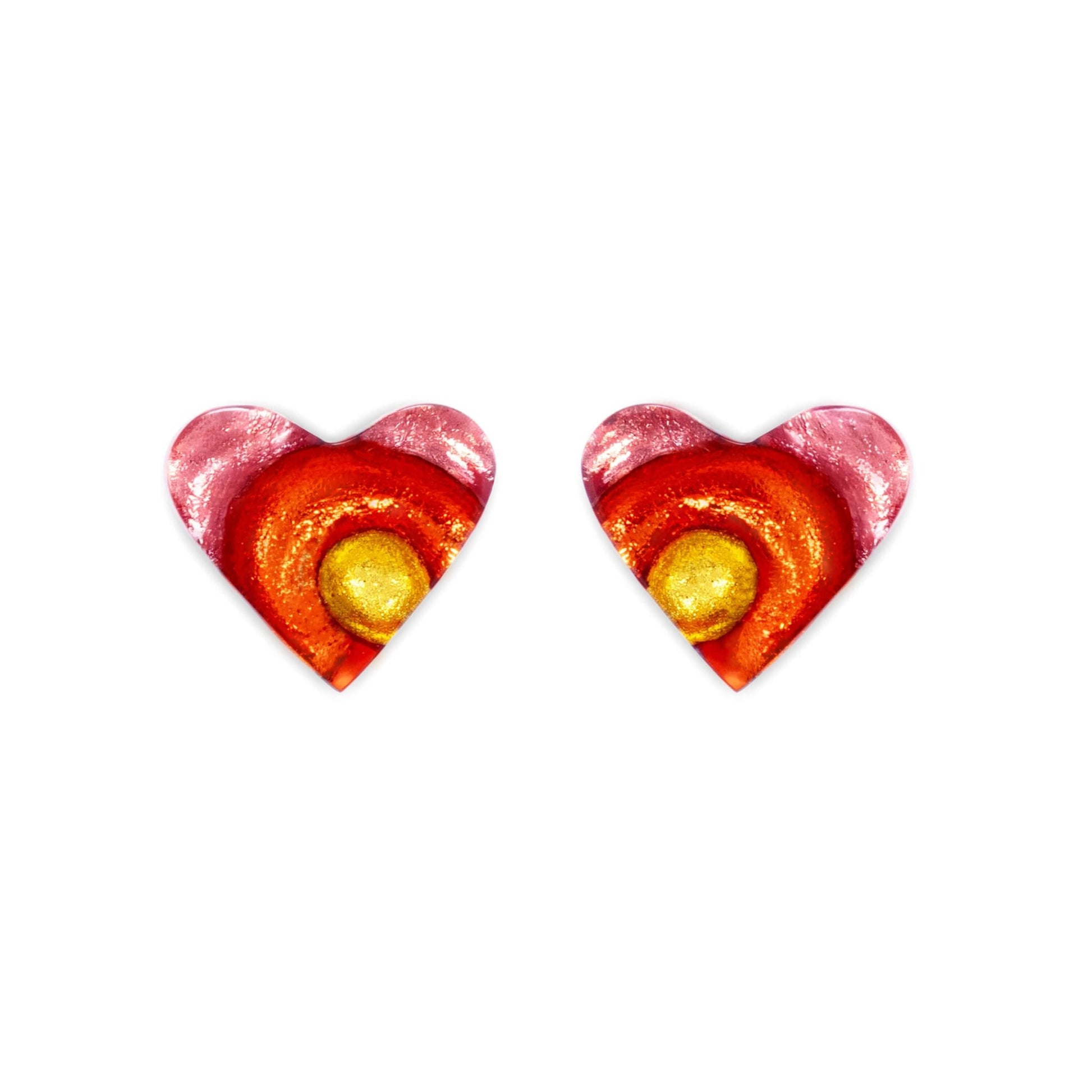 Terracotta Heart Swirl Shiny Stud Earrings | The Jewellery Stop