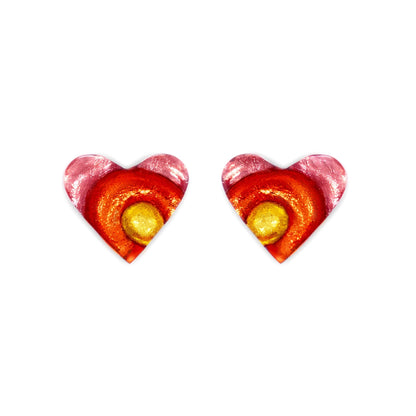 Terracotta Heart Swirl Shiny Stud Earrings | The Jewellery Stop
