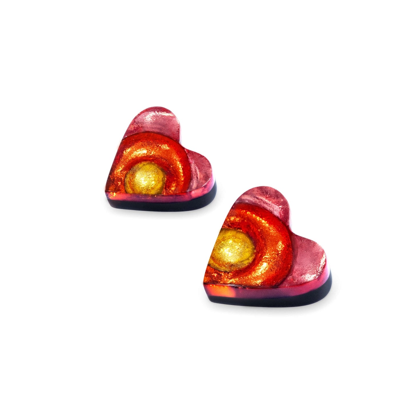Terracotta Heart Swirl Shiny Stud Earrings | The Jewellery Stop