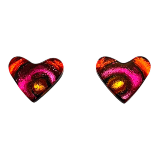 Tropical Heart Swirl Shiny Stud Earrings | The Jewellery Stop