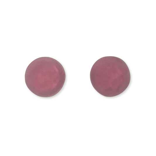 Cassis Cabouchon Matte Medium Stud Earrings