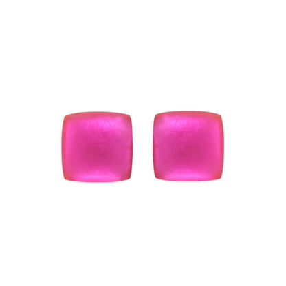 Flamingo Square Buttons Matte Stud Earrings | The Jewellery Stop