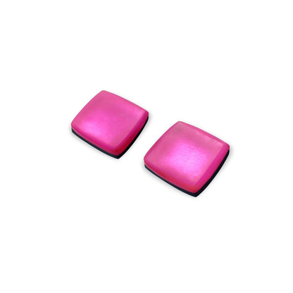 Flamingo Square Buttons Matte Stud Earrings | The Jewellery Stop