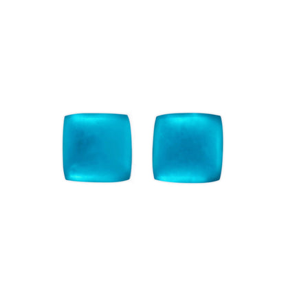 Teal Square Buttons Matte Stud Earrings | The Jewellery Stop