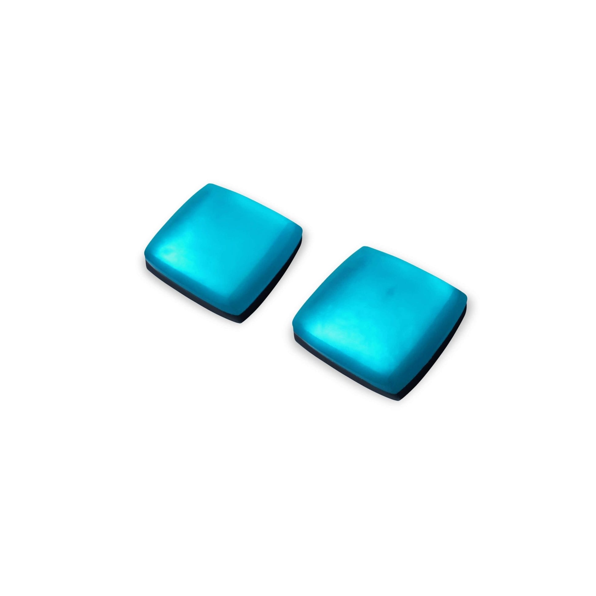 Teal Square Buttons Matte Stud Earrings | The Jewellery Stop