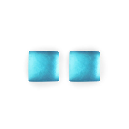 Turquoise Square Buttons Matte Stud Earrings | The Jewellery Stop