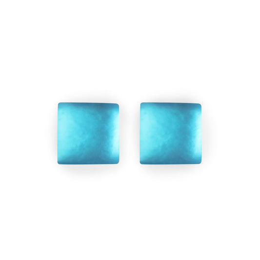 Turquoise Square Buttons Matte Stud Earrings | The Jewellery Stop