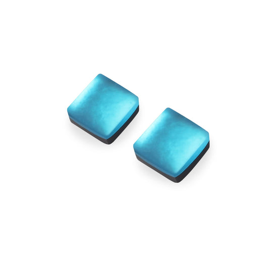 Turquoise Square Buttons Matte Stud Earrings | The Jewellery Stop
