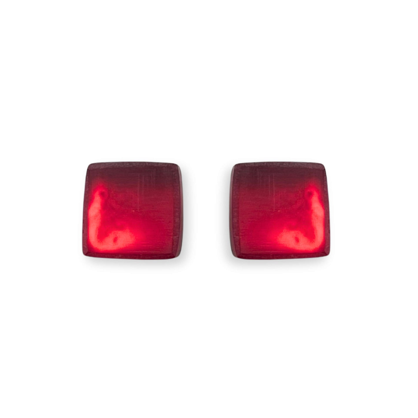 Chilli Square Buttons Matte Stud Earrings