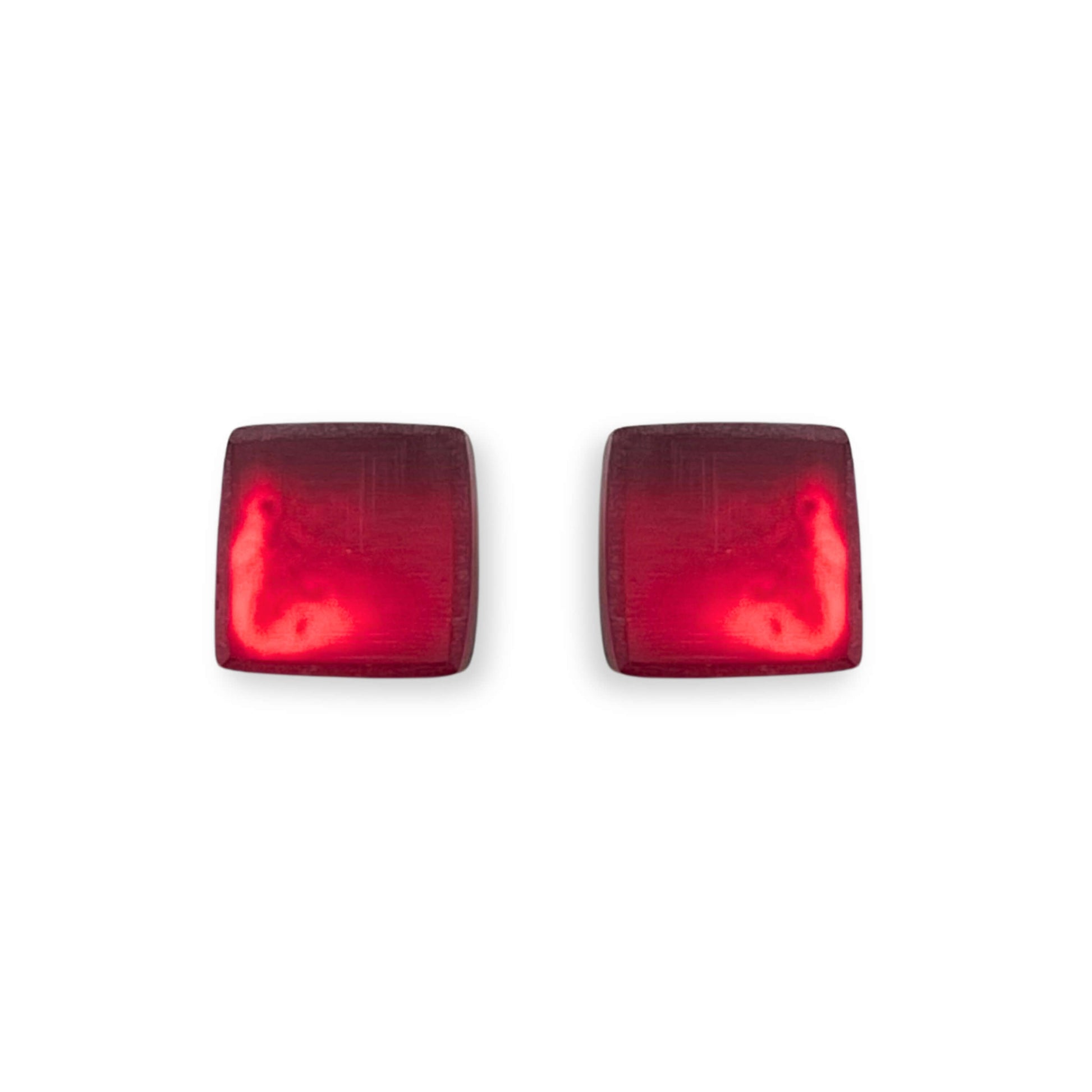 Chilli Square Buttons Matte Stud Earrings