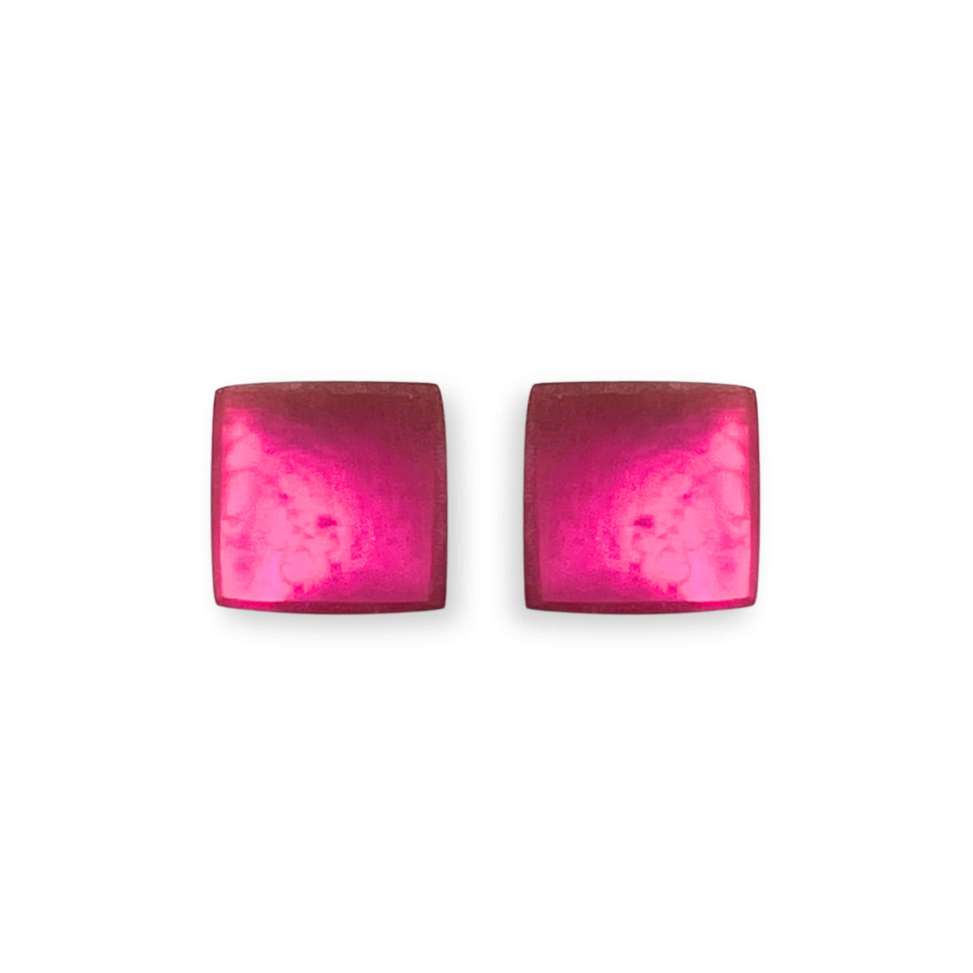 Fuchsia Square Buttons Matte Stud Earrings