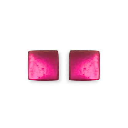 Fuchsia Square Buttons Matte Stud Earrings