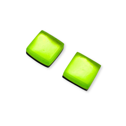 Kiwi Square Buttons Matte Stud Earrings