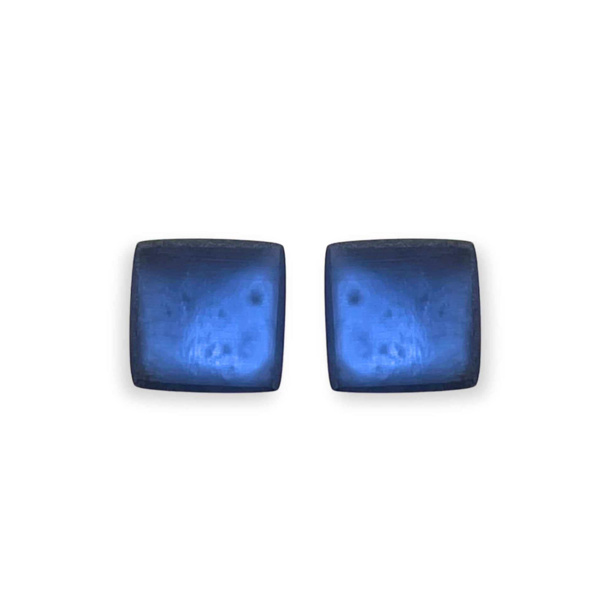 Navy Square Buttons Matte Stud Earrings