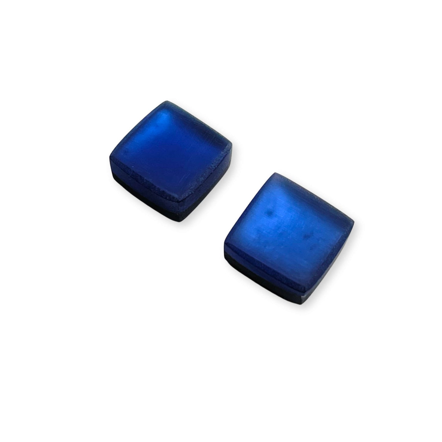 Navy Square Buttons Matte Stud Earrings
