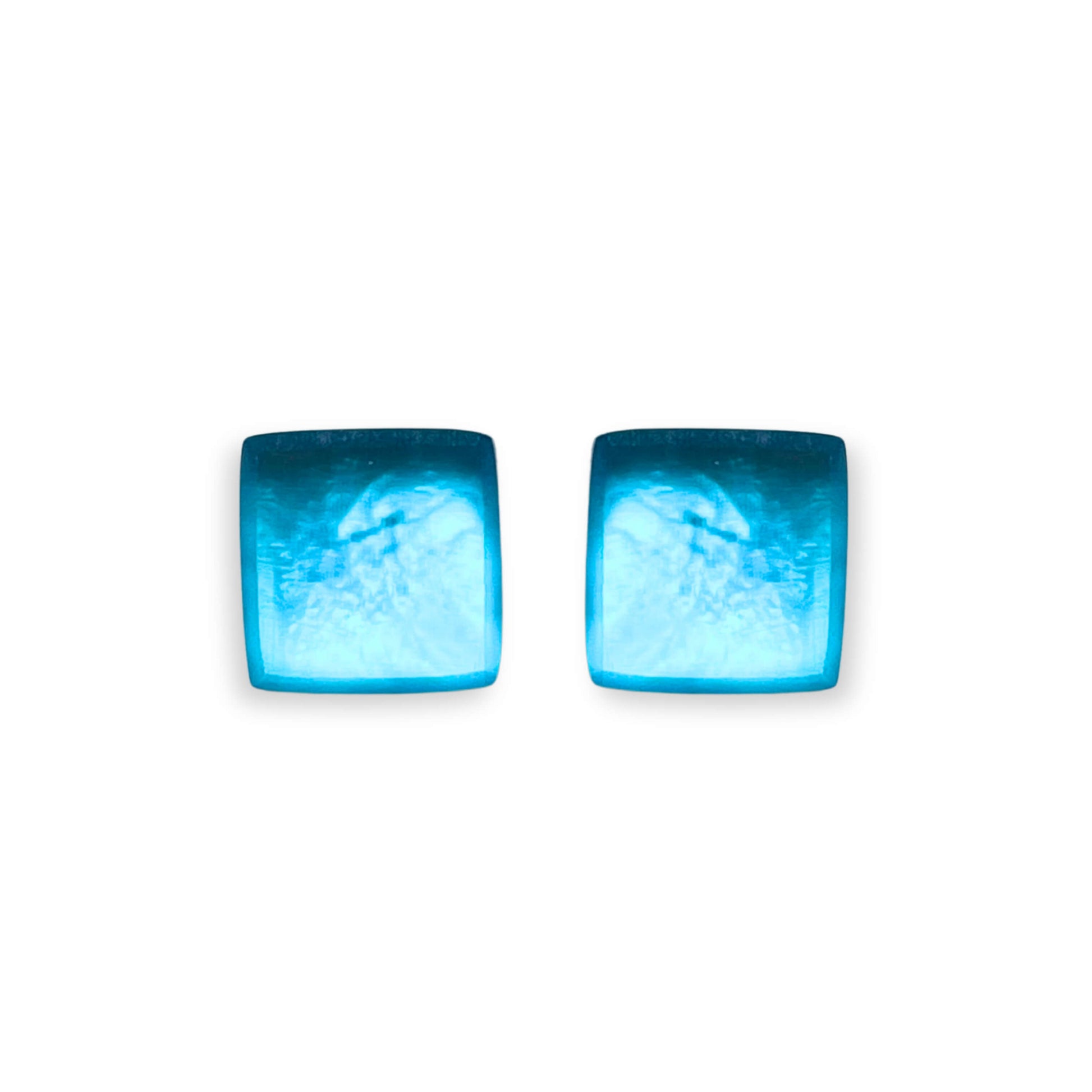 Ocean Square Buttons Matte Stud Earrings