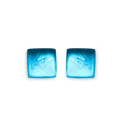 Ocean Square Buttons Matte Stud Earrings