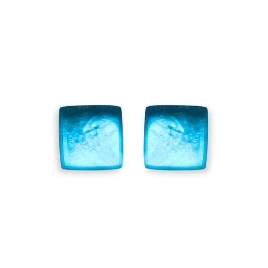 Ocean Square Buttons Matte Stud Earrings