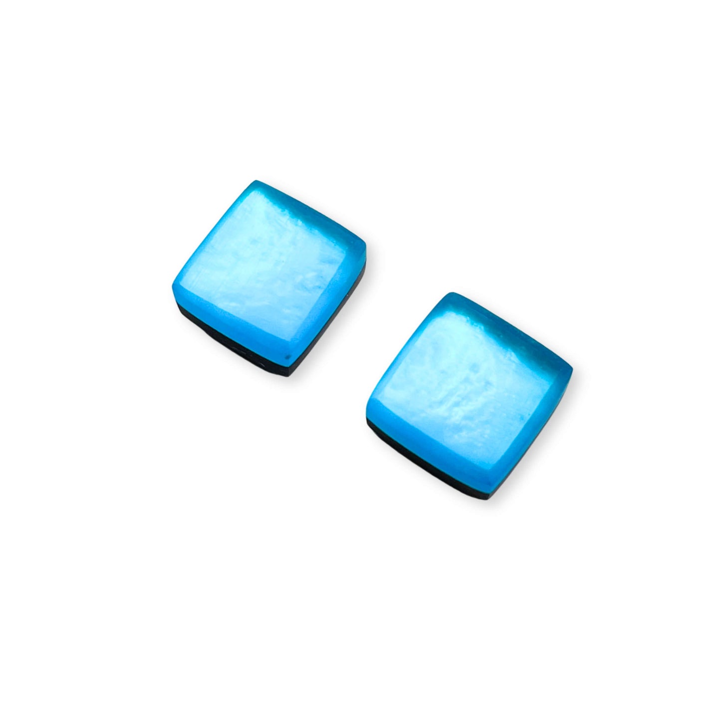 Ocean Square Buttons Matte Stud Earrings