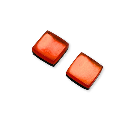 Orange Square Buttons Matte Stud Earrings