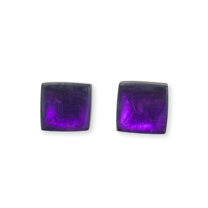 Peacock Square Buttons Matte Stud Earrings