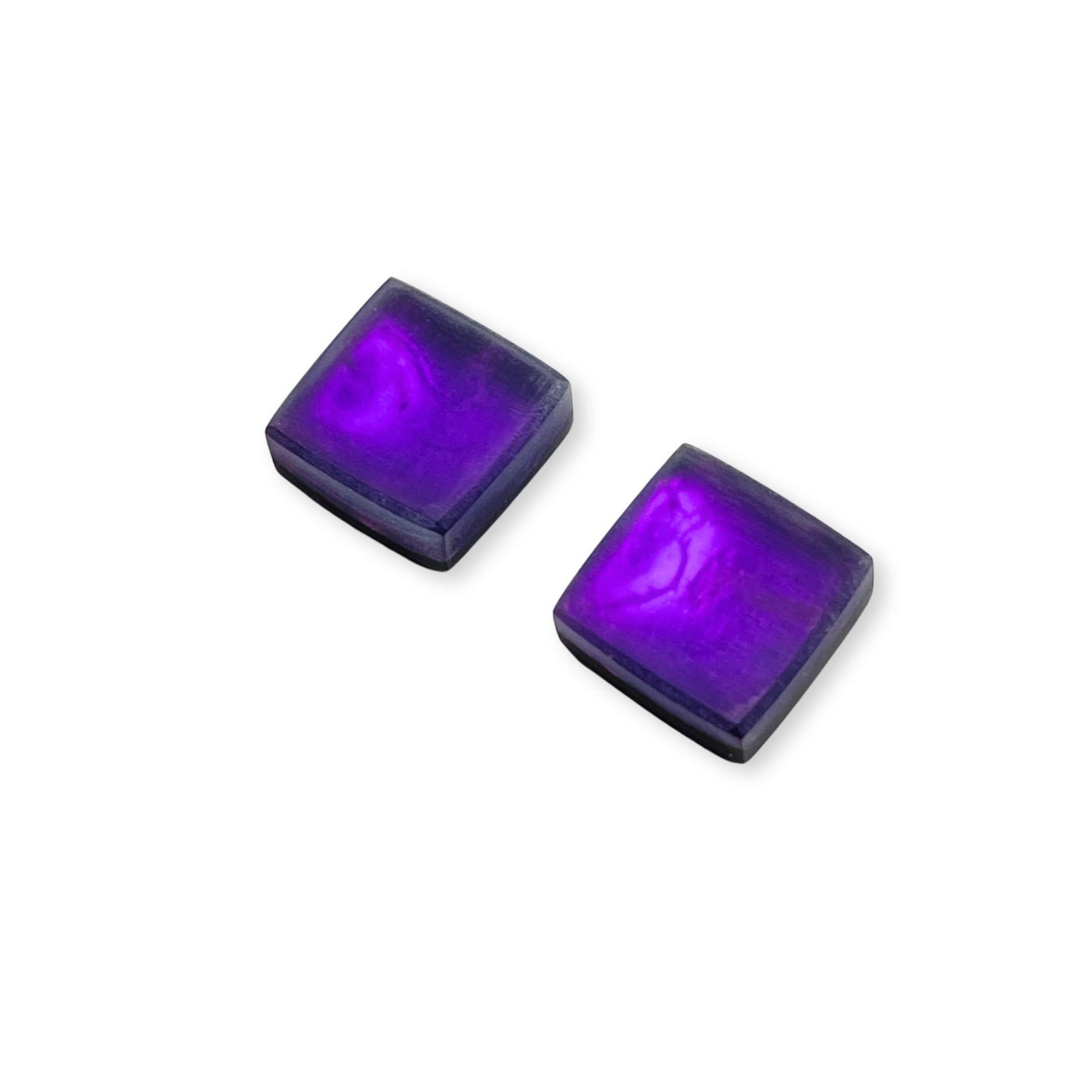 Peacock Square Buttons Matte Stud Earrings
