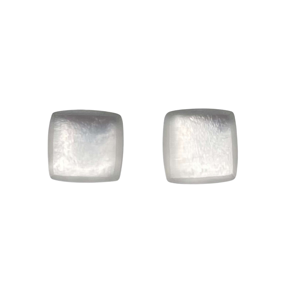 Silver Square Buttons Matte Stud Earrings