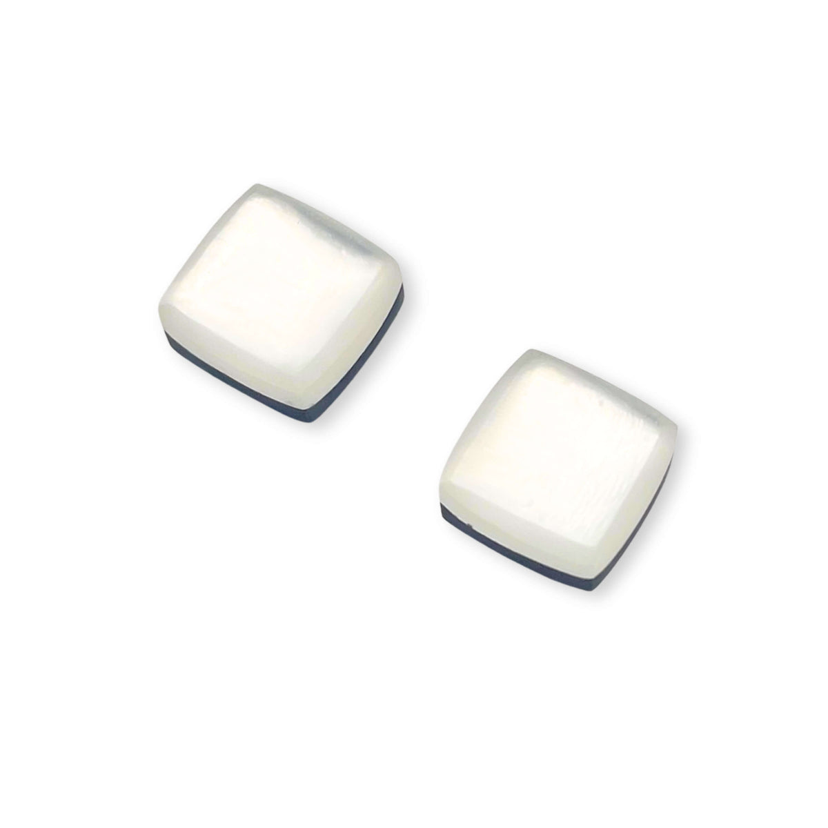 Silver Square Buttons Matte Stud Earrings