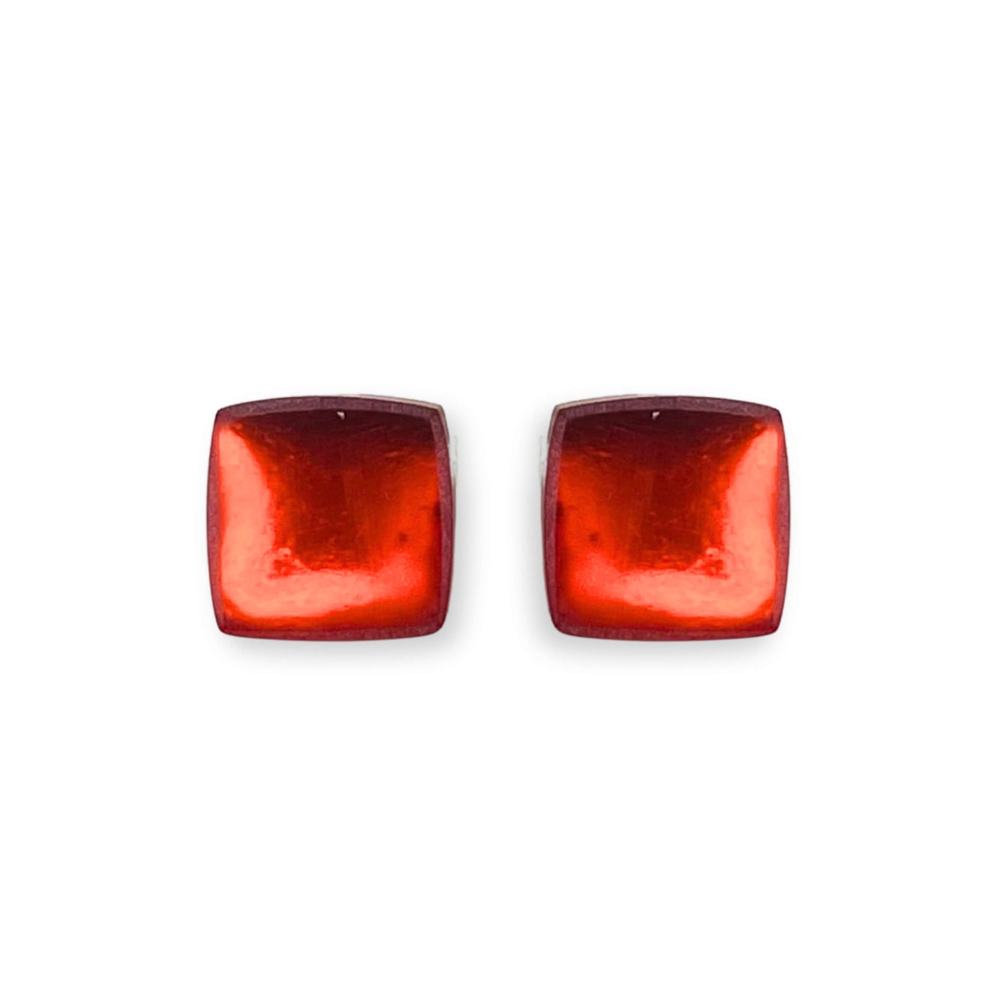 Terracotta Square Buttons Matte Stud Earrings
