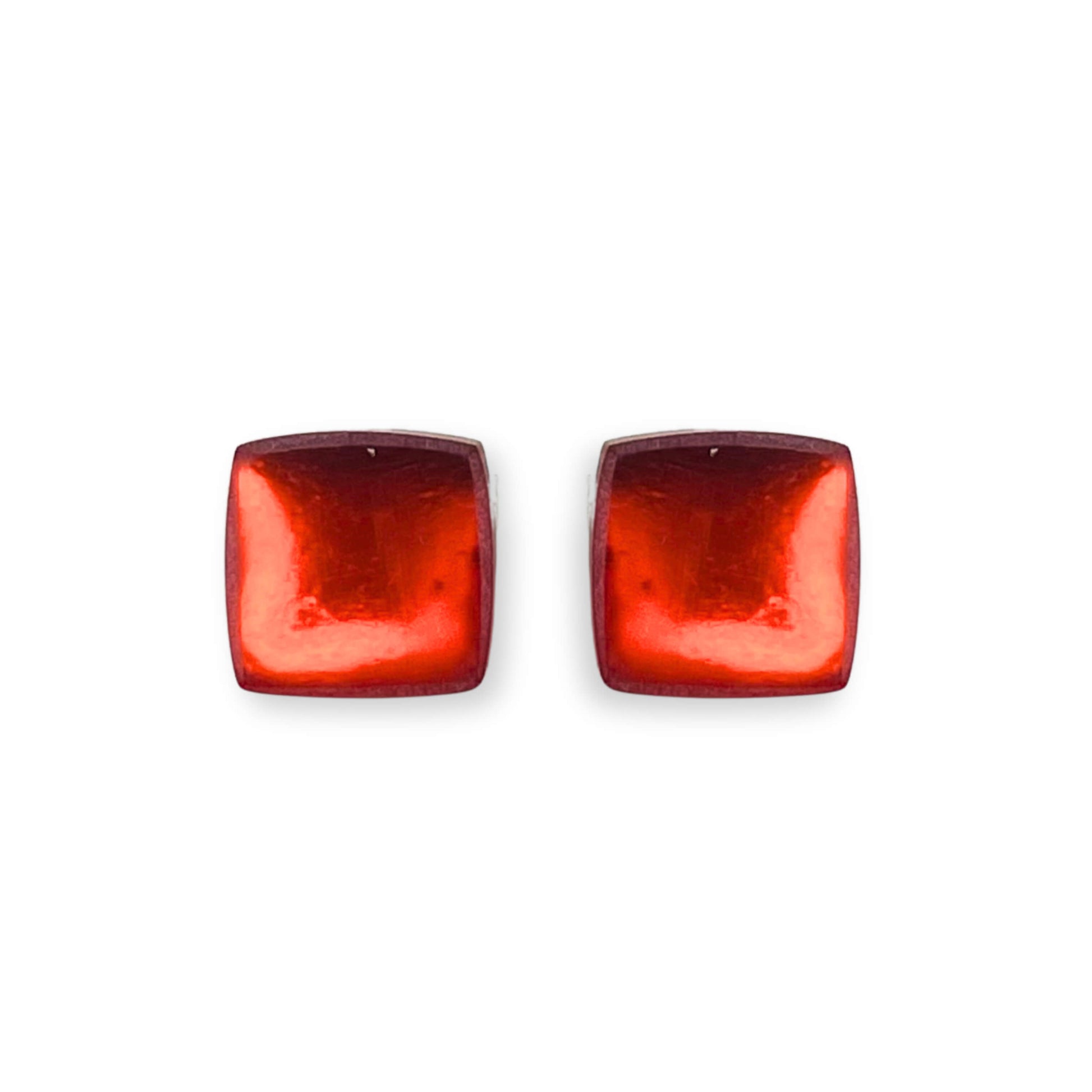 Terracotta Square Buttons Matte Stud Earrings