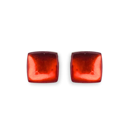 Terracotta Square Buttons Matte Stud Earrings