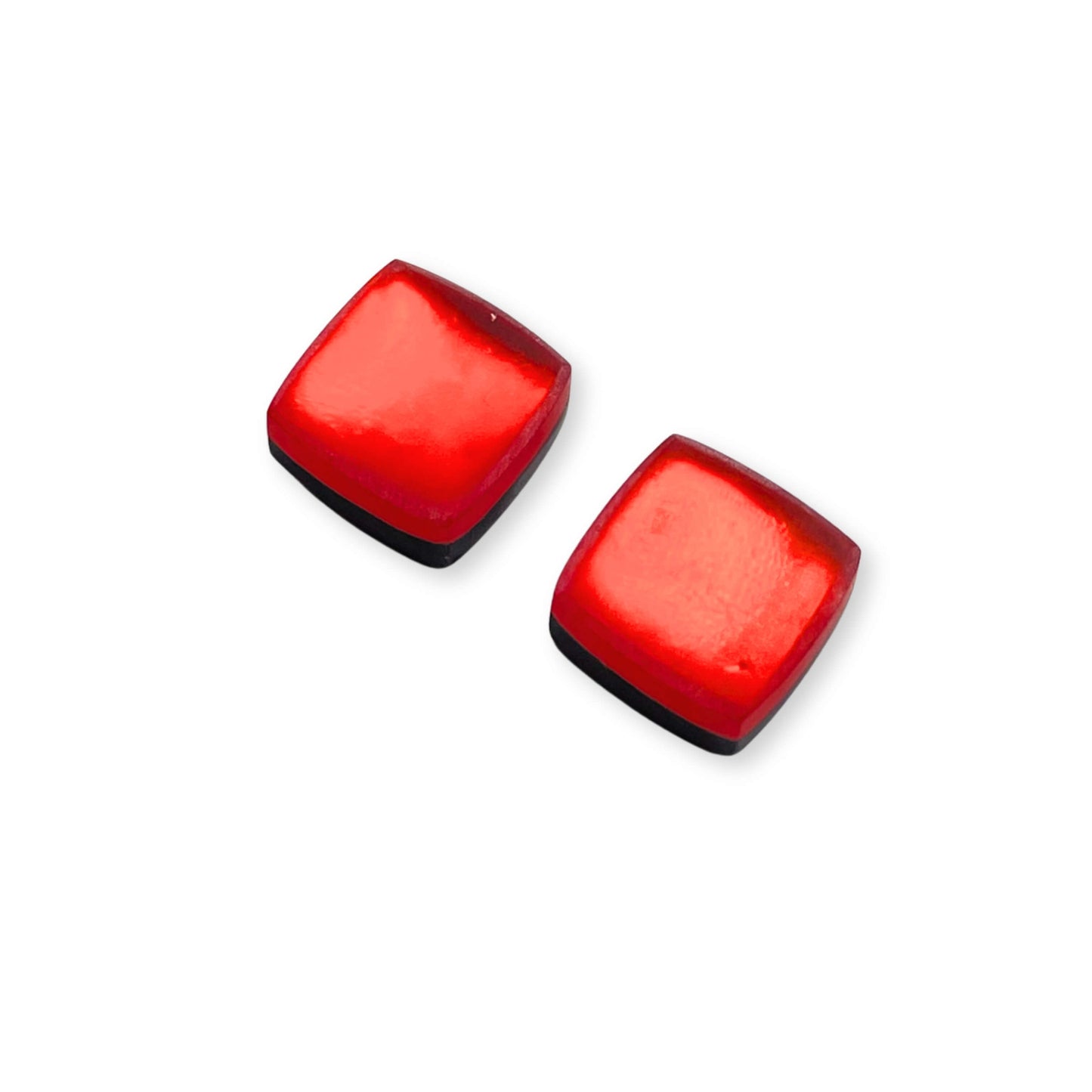 Terracotta Square Buttons Matte Stud Earrings