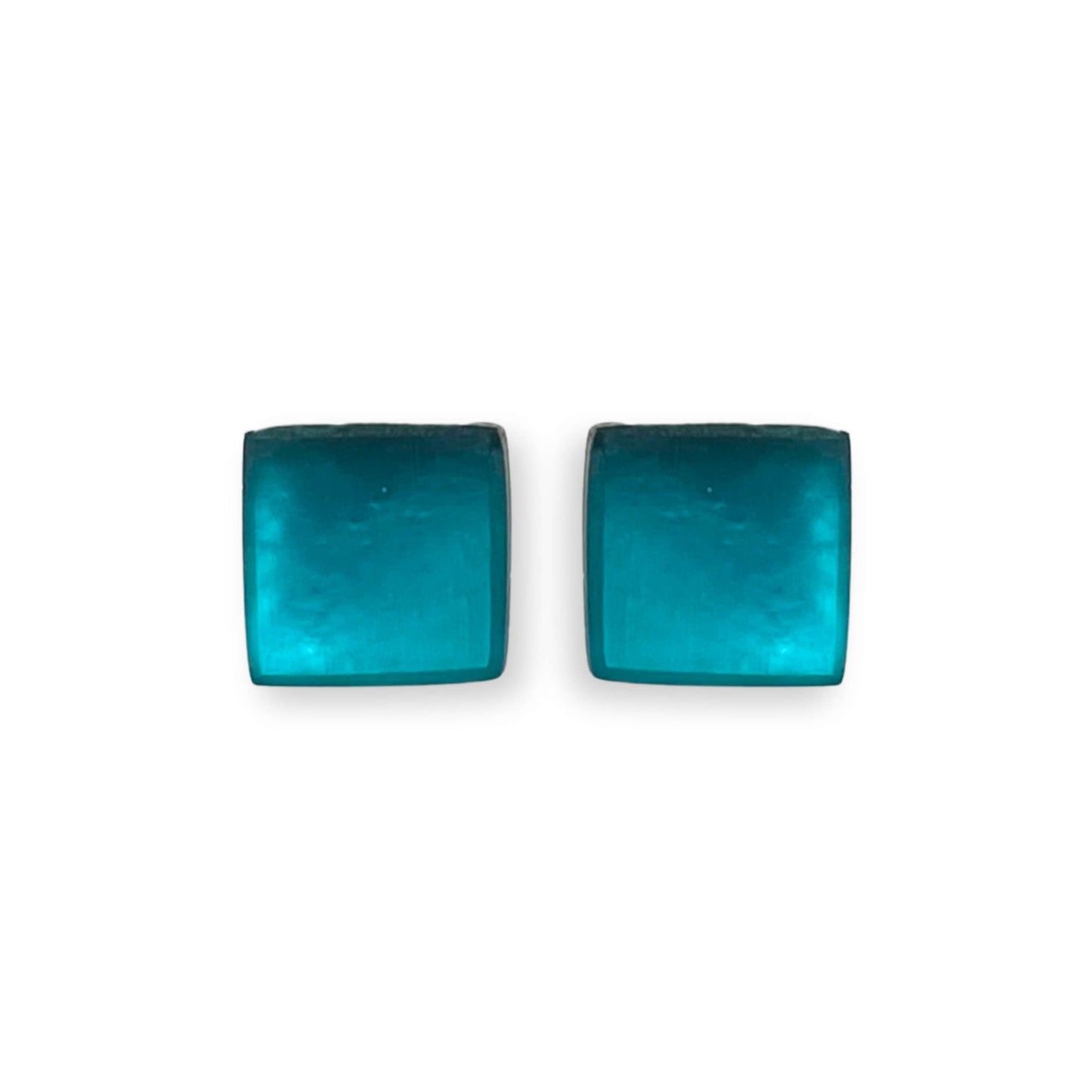 Verdigris Square Buttons Matte Stud Earrings