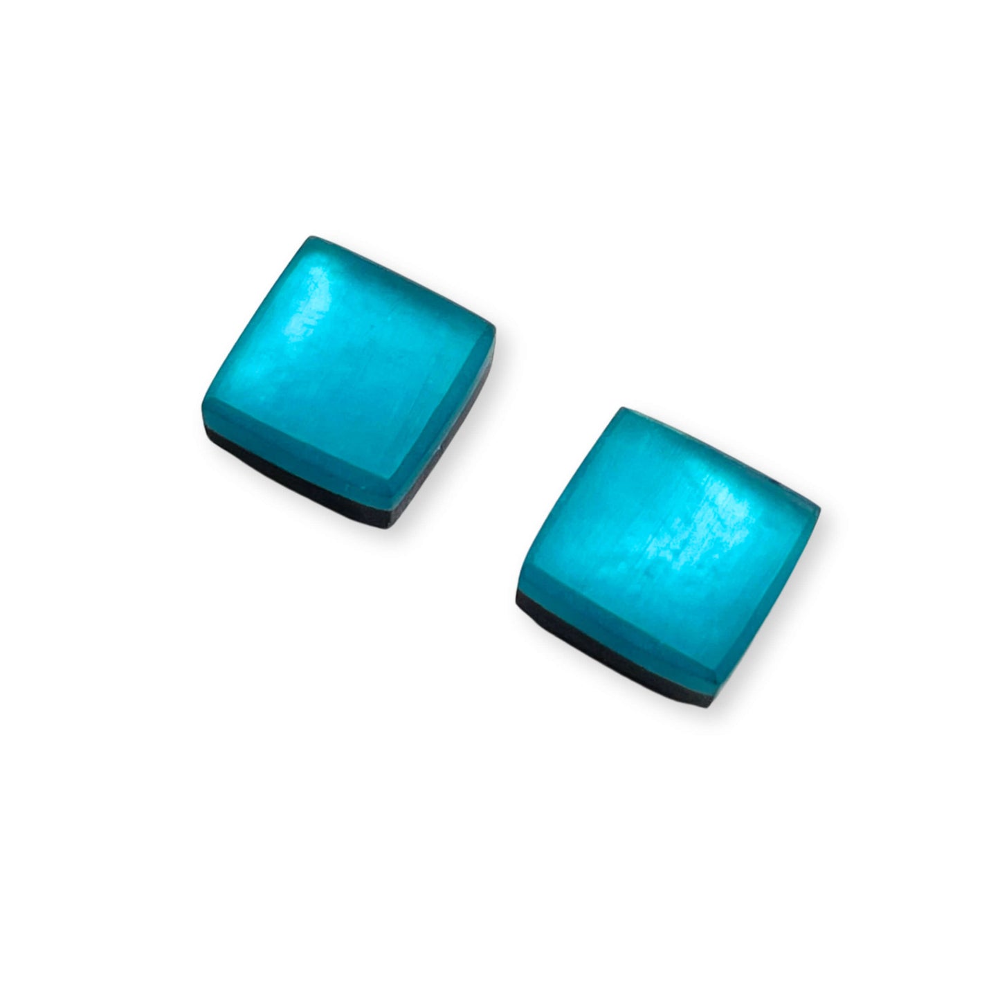Verdigris Square Buttons Matte Stud Earrings