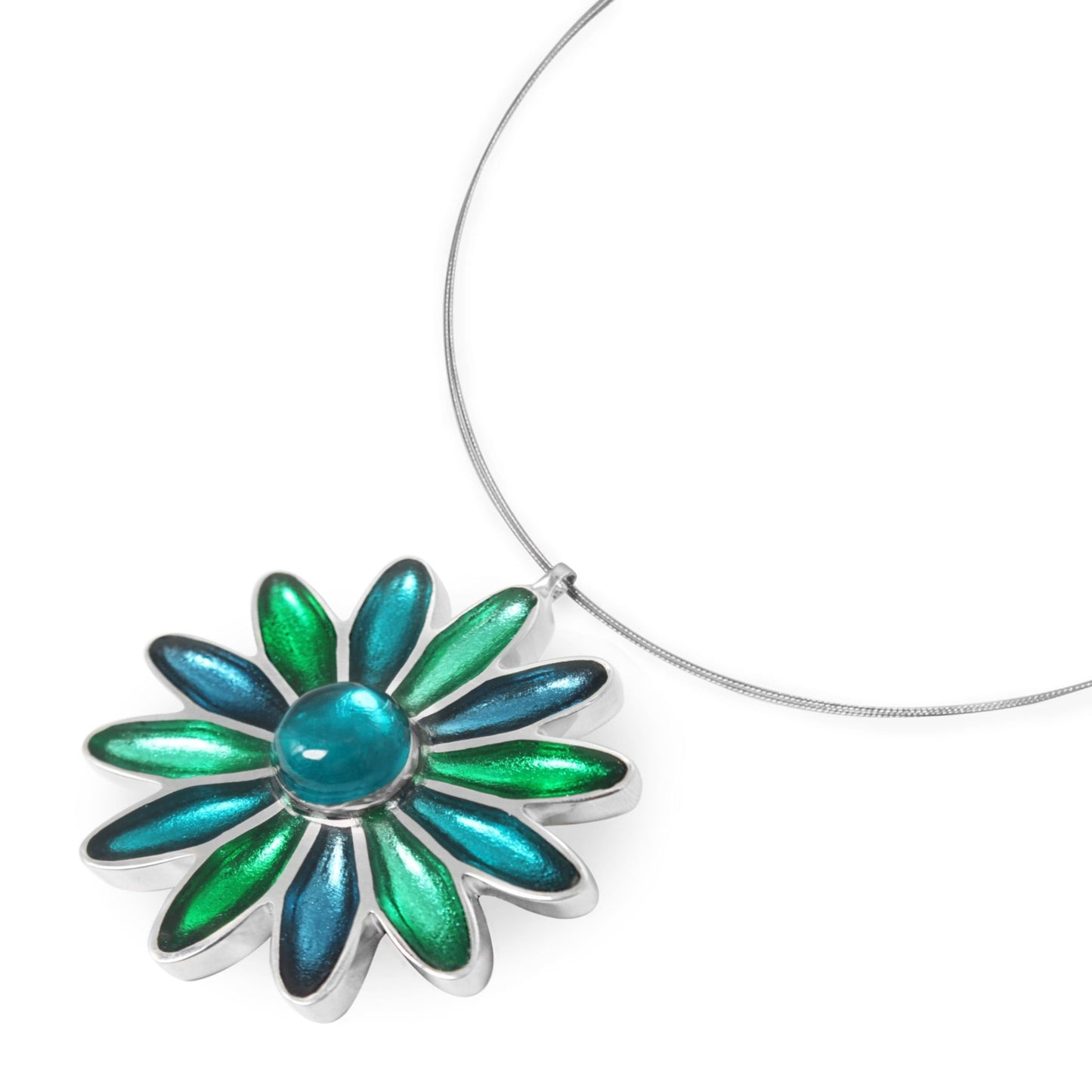 Verdigris Daisy Shiny Pendant | The Jewellery Stop