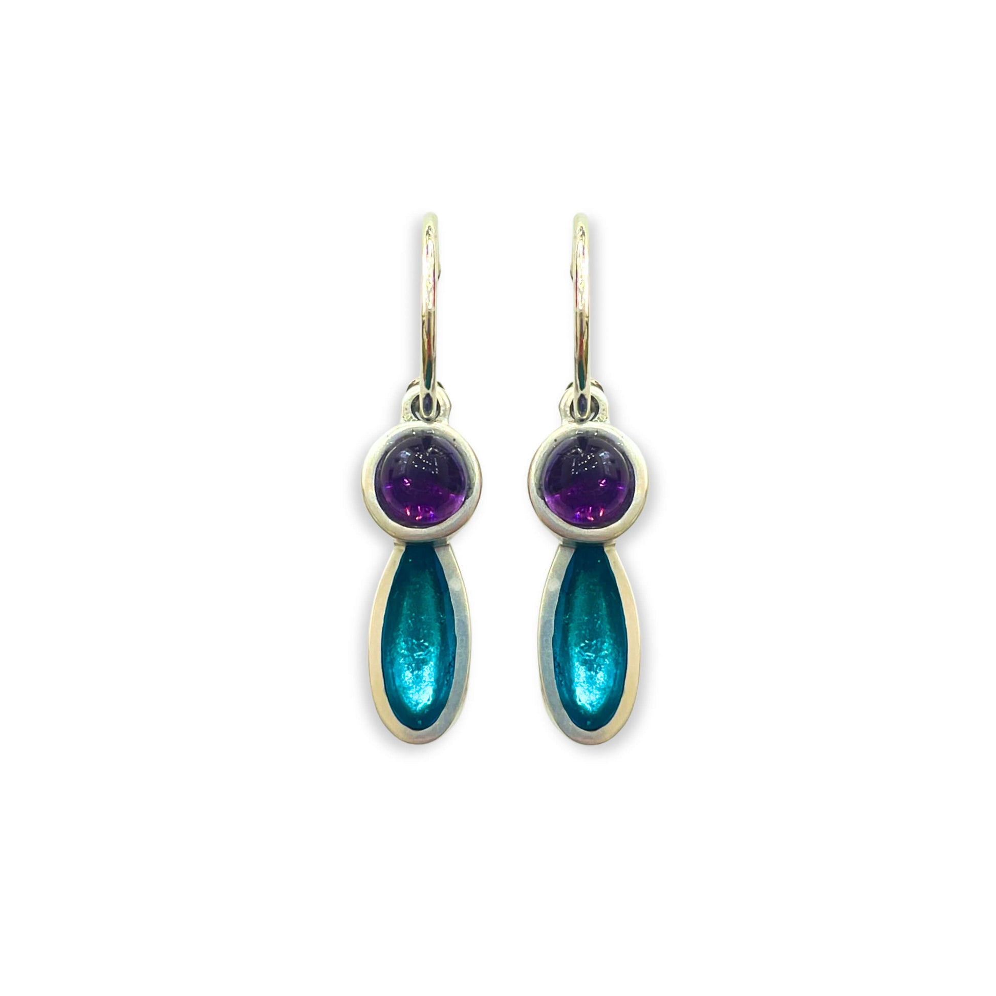 Peacock Daisy Shiny Creole Earrings