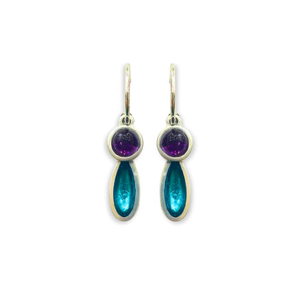 Peacock Daisy Shiny Creole Earrings