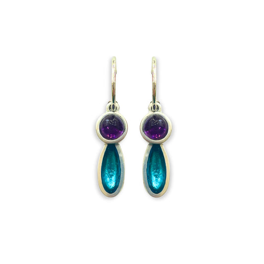Peacock Daisy Shiny Creole Earrings