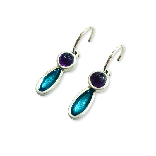 Peacock Daisy Shiny Creole Earrings