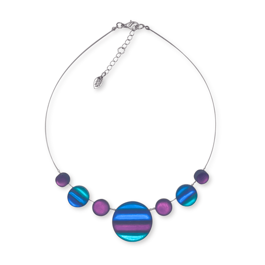 Peacock Geometric Circles Matte Necklace