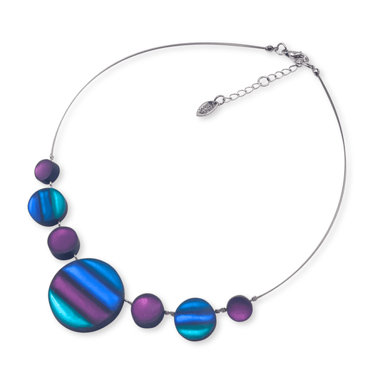 Peacock Geometric Circles Matte Necklace