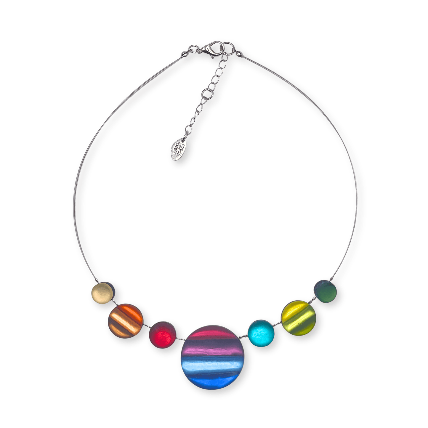 Rainbow Geometric Circles Matte Necklace
