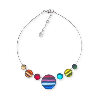 Rainbow Geometric Circles Matte Necklace