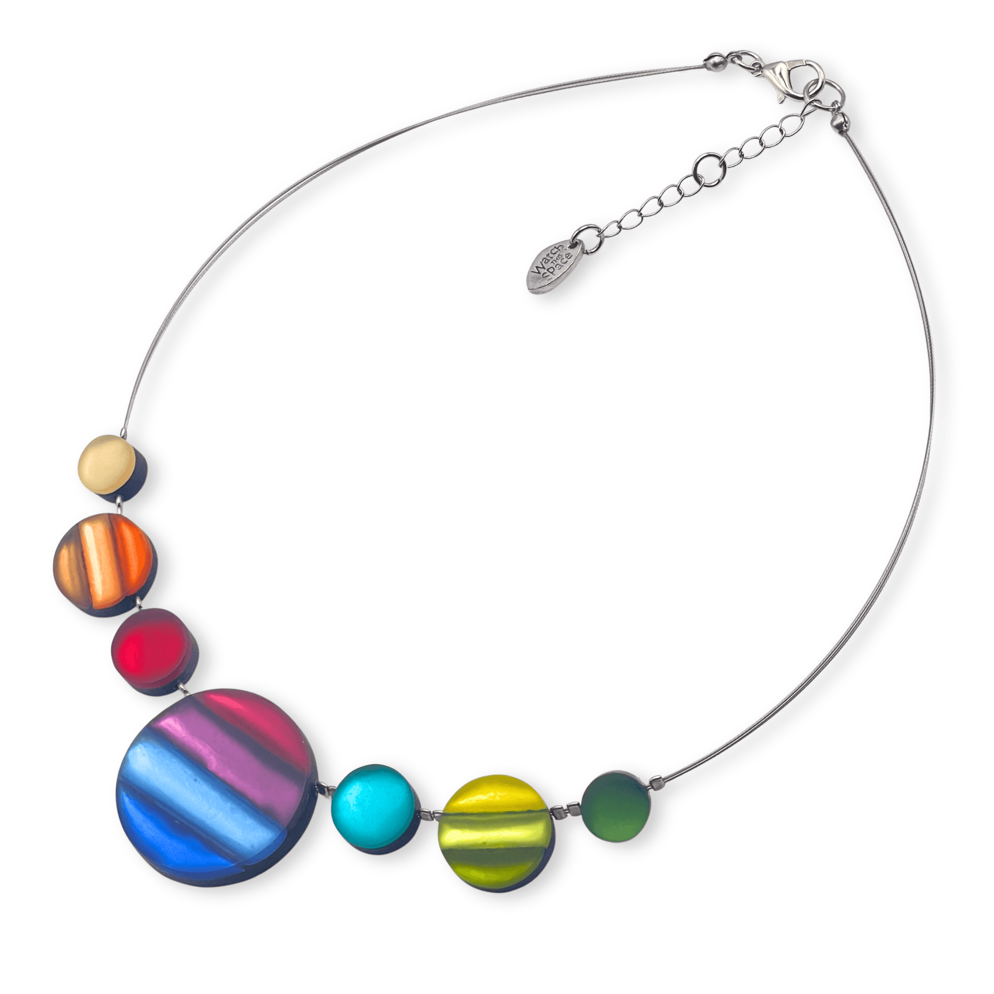 Rainbow Geometric Circles Matte Necklace